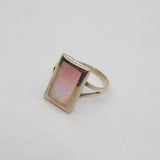 Sterling Silver Pink Shell Rectangle Dress Ring Modern c1990 Size P 1/2