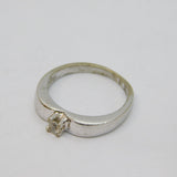 Sterling Silver White Topaz Solitaire Band Ring Vintage c1970 Size K