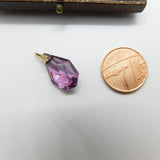 Sterling Silver and Purple Cut Glass Charm Pendant Vintage c1970