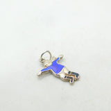 Sterling Silver & Enamel Female Figure Charm Pendant Vintage c1970