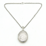 Victorian Sterling Silver Back & Front Ivy Leaf Locket Necklace Antique c1880