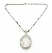Victorian Sterling Silver Back & Front Ivy Leaf Locket Necklace Antique c1880