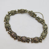 Sterling Silver Marcasite Floral Panel Style Art Deco Bracelet Antique c1930