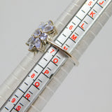Sterling Silver 9 Tanzanite Cluster Dress Ring Vintage c1970 Size N