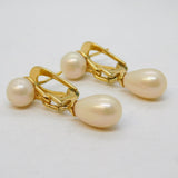 Sterling Silver Gilt Cultured Pearl Set Drop Earrings Vintage c1990s