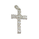Sterling Silver Multi-Stone Diamond Cross Charm Pendant Vintage c1970