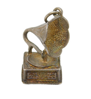 Sterling Silver Gramophone Charm Pendant Vintage c1970