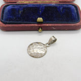 Sterling Silver Planished Circle Charm Pendant Vintage c1970