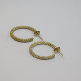 Pair of Sterling Silver Textured  Open Hoop Stud Earrings Vintage c1970