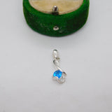 Sterling Silver Blue Topaz Drop Charm Pendant Vintage c1970