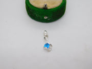 Sterling Silver Blue Topaz Drop Charm Pendant Vintage c1970