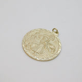 Sterling Silver Matte Finish Round St Christopher Travel Pendant Vintage 1977