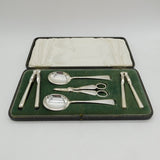 Boxed Sterling Silver Dessert Serving Set Antique 1922 Sheffield Art Deco