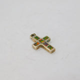 Sterling Silver Fire Opal Minimalist Cross Charm Pendant Modern c1990s