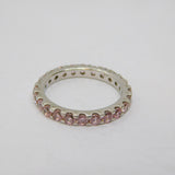 Sterling Silver Pink CZ Eternity or Stacking Band Ring Contemporary c2000 Size N