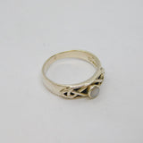 Sterling Silver Mother Of Pearl Celtic Pattern BandRing Vintage c1970 Size L 1/2
