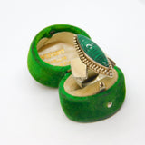 Sterling Silver With Gilt Malachite Statement Band Ring Vintage c1970 Size P