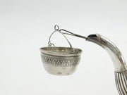 French 19th Century .950 Silver Leaf Pattern Spout Tea Strainer Antique c1880