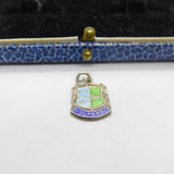 Sterling Silver & Enamel Polperro Shield Charm Pendant Vintage c1970