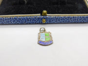 Sterling Silver & Enamel Polperro Shield Charm Pendant Vintage c1970
