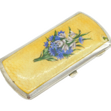 Austro-Hungarian .900 Standard Silver Floral Enamel Cigarette Case Antique c1880