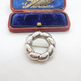 Victorian Sterling Silver Floral Pattern Wreath Brooch c1880 Antique
