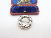 Victorian Sterling Silver Floral Pattern Wreath Brooch c1880 Antique