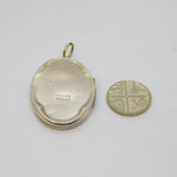 Sterling Silver Floral Design Oval Double Locket Pendant Vintage c1970