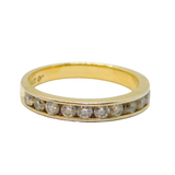 Gold On Sterling Silver 11 Stone CZ Set Half Eternity Ring Modern c1990 Size V