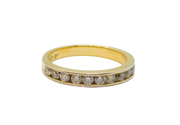 Gold On Sterling Silver 11 Stone CZ Set Half Eternity Ring Modern c1990 Size V