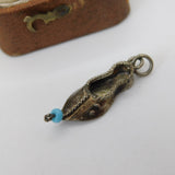 Sterling Silver Turquoise Set Clog Shoe Charm Pendant Vintage c1970