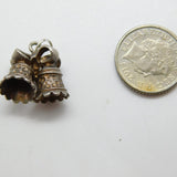 Sterling Silver Twin Wedding Bells Charm Pendant Vintage c1970