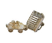 Sterling Silver Lion in the Cage Opening Charm Pendant Vintage c1970