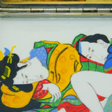 Art Deco Sterling Silver & Enamel Japanese Erotic Scene Cigarette Case Antique