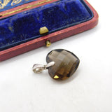 Sterling Silver Citrine Heart Charm Pendant Vintage c1970