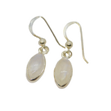 Pair of Sterling Silver Cabochon Moonstone Hook Drop Earrings Contemporary c2000