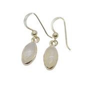 Pair of Sterling Silver Cabochon Moonstone Hook Drop Earrings Contemporary c2000