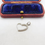 Sterling Silver Heart Cut-Out with Diamante Charm Pendant Vintage c1970