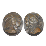 19th Century Italian Pair of Florence Cast Bronze Plaques Antique c1880s