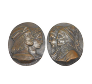 19th Century Italian Pair of Florence Cast Bronze Plaques Antique c1880s