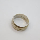 Sterling Silver Bevelled Edge Patterned Wedding Band Ring Vintage 1975 Size R