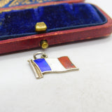 Sterling Silver & Enamel French Flag Charm Pendant Antique c1920 Art Deco