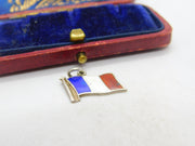 Sterling Silver & Enamel French Flag Charm Pendant Antique c1920 Art Deco