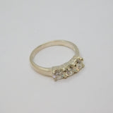 Sterling Silver Triple Round Cut Spinel Engagement Band Ring Modern c1990 Size Q