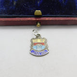 Sterling Silver and Enamel Weston Super Mare Shield Charm Pendant Vintage c1970