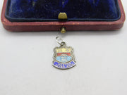 Sterling Silver and Enamel Weston Super Mare Shield Charm Pendant Vintage c1970
