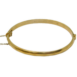 20th Century 9ct Gold Metal Core Planished Bangle Bracelet Antique c1930s