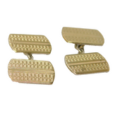 Pair Of 9ct Gold On Sterling Silver Patterned Double Cufflinks Vintage c1970