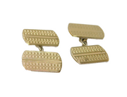 Pair Of 9ct Gold On Sterling Silver Patterned Double Cufflinks Vintage c1970