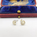 Pair of Sterling Silver Crescent Moon Form Stud Earrings Vintage c1970